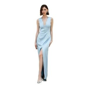 COMMENSE Lettuce Trim Split Tank Long Dress
COLOR - Blue, Size Small NWT